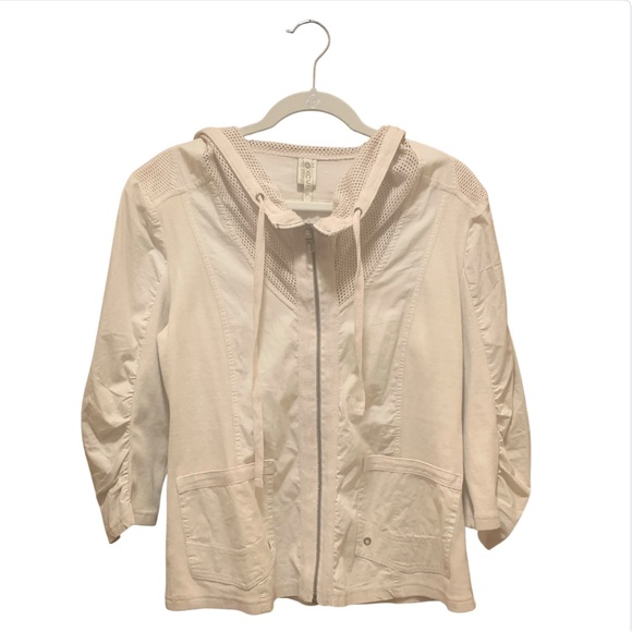 XCVI Jackets & Blazers - XCVI Women's Medium Utility Lightweight Sand Ivory Mesh Jacket